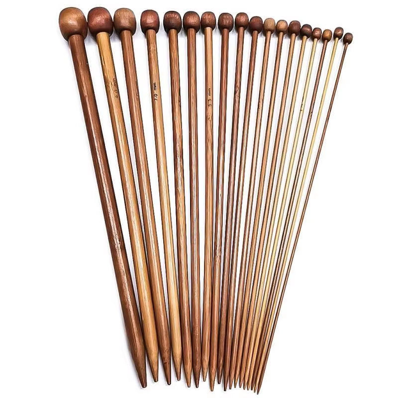 Free Shipping Single-Pointed Bamboo Knitting Needles 25,35Cm 18 Pairs/Sizes 2.0-10.0Mm for DIY Crafts Knitting Needlework