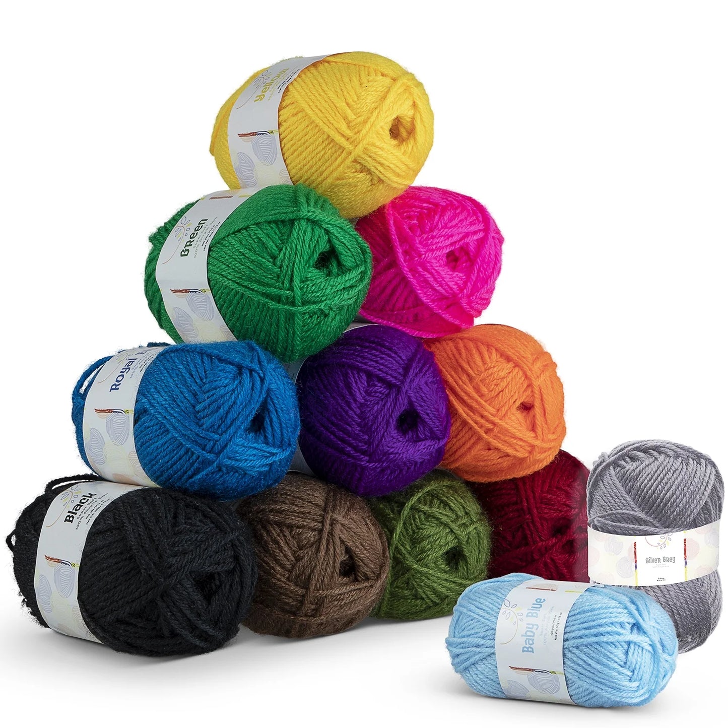 Polyester Yarn for Crochet, Knitting and Crafts, 1200 Yards, 12 Pack