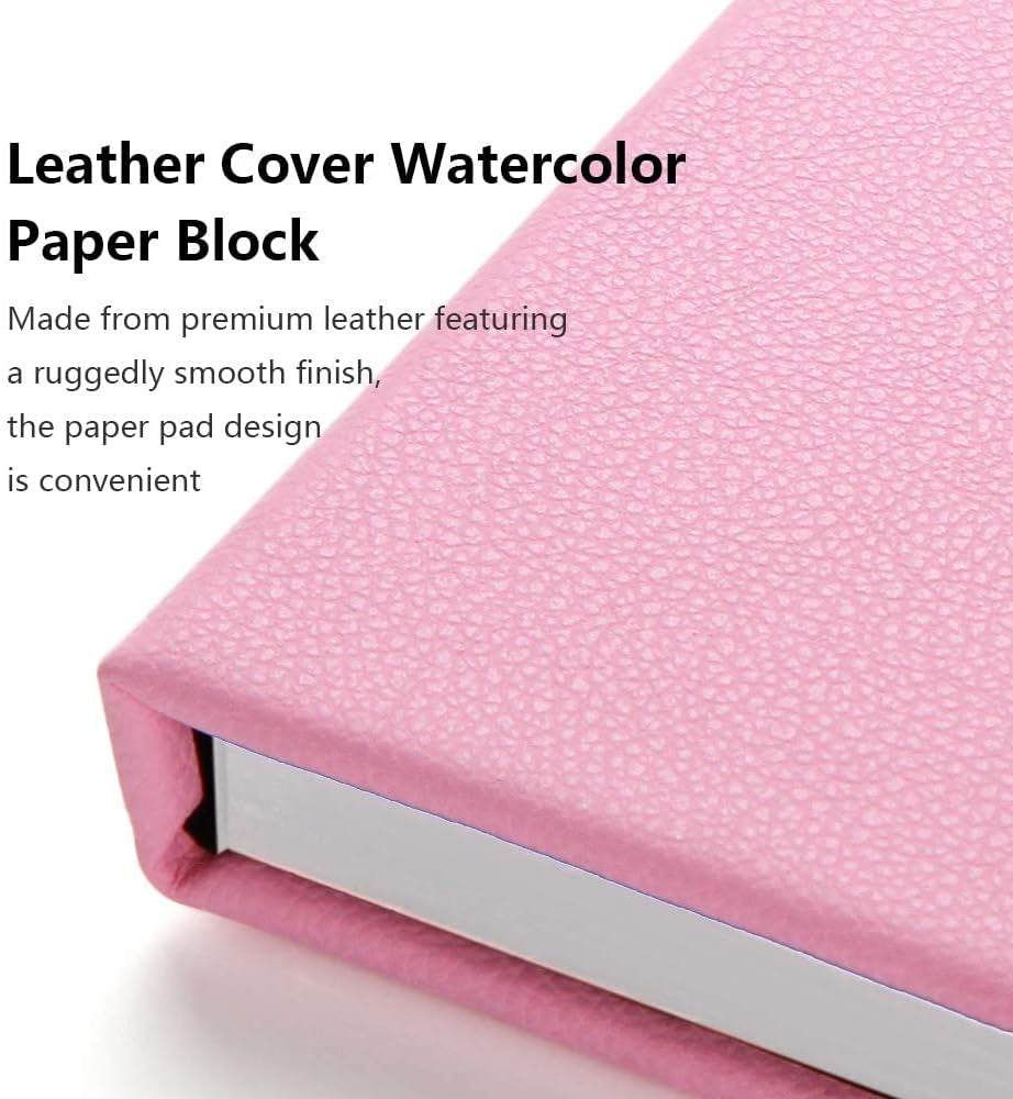 Watercolor Paper Block, Artist Quality Hot Pressed Paper for Watercolors and Wet Media Block, 100 Percent Cotton, 10.63 X 7.68 Inches, 140Lb, 20 Sheets (Pink)