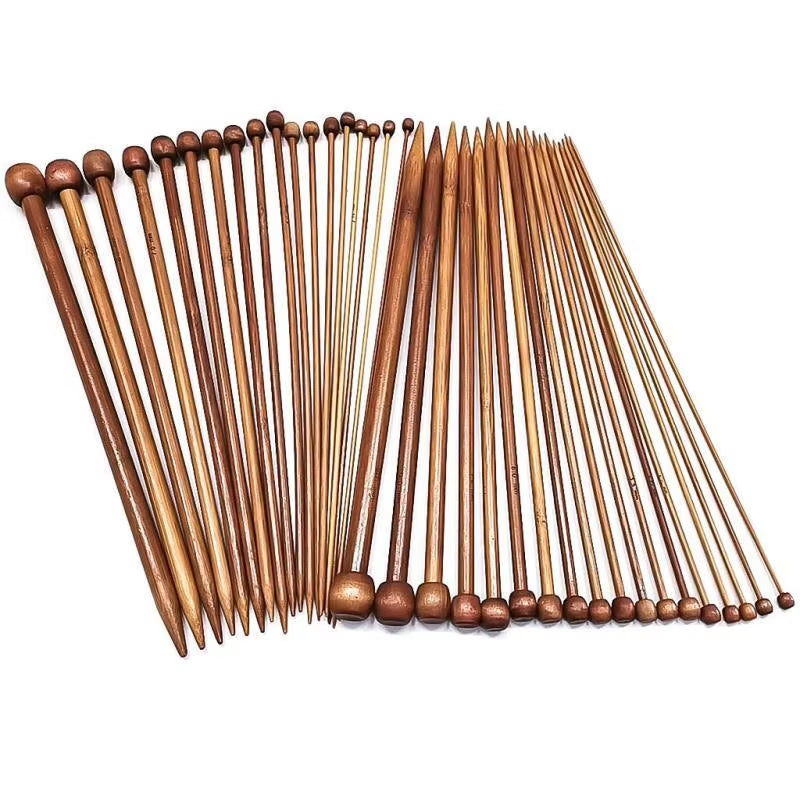Free Shipping Single-Pointed Bamboo Knitting Needles 25,35Cm 18 Pairs/Sizes 2.0-10.0Mm for DIY Crafts Knitting Needlework
