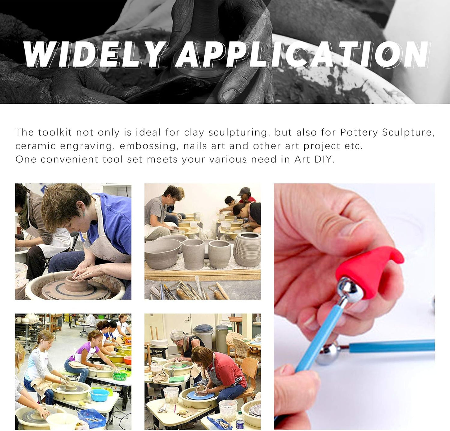 29Pcs Hand Modeling Clay Sculpting Tools Kits, Ball Stylus Tool, Wooden Dotting Tools, Rubber Tip Pens, Sculpture Knives, Ceramic Pottery Tools Sculpting Kit for Making Modeling Clay