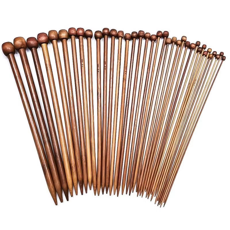Free Shipping Single-Pointed Bamboo Knitting Needles 25,35Cm 18 Pairs/Sizes 2.0-10.0Mm for DIY Crafts Knitting Needlework