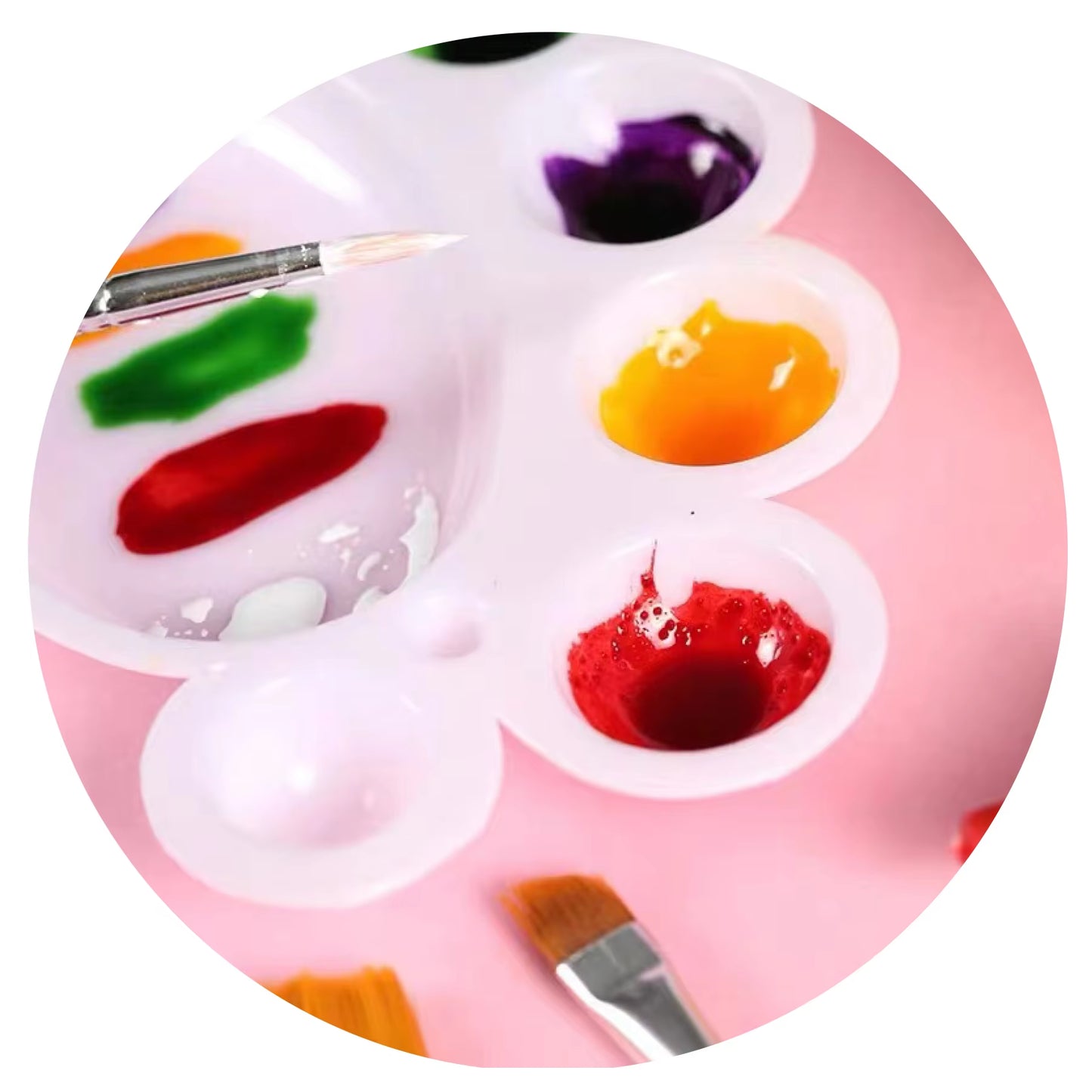 1Pcs round Plastic Palette Art Alternatives Paint Tray Artist Watercolor Plastic Palette Supply White Pigment Tray