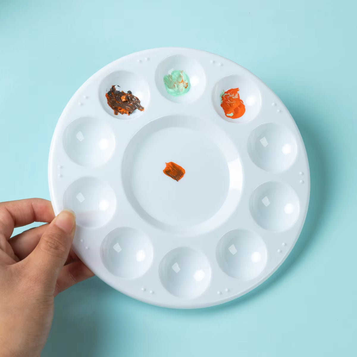 1Pcs round Plastic Palette Art Alternatives Paint Tray Artist Watercolor Plastic Palette Supply White Pigment Tray