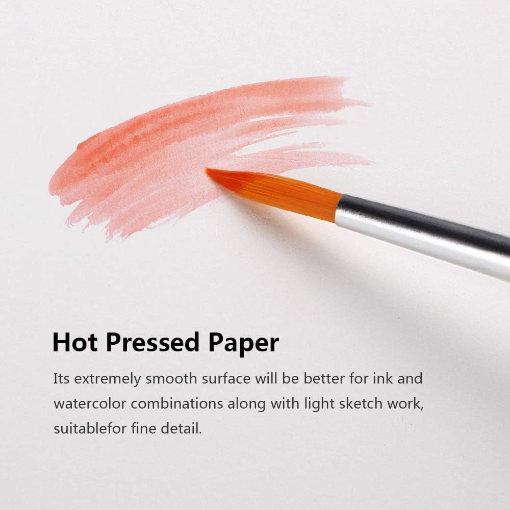 Watercolor Paper Block, Artist Quality Hot Pressed Paper for Watercolors and Wet Media Block, 100 Percent Cotton, 10.63 X 7.68 Inches, 140Lb, 20 Sheets (Pink)