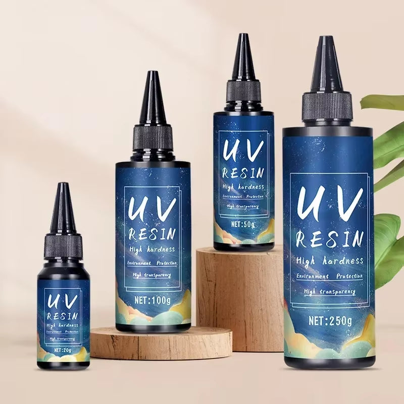 Uv Epoxy Resin Glue 50-1000G DIY Jewelry Making Uv High Transparency Fast Drying High Hardness Bottl Uv Resin Withe 6W Lamp