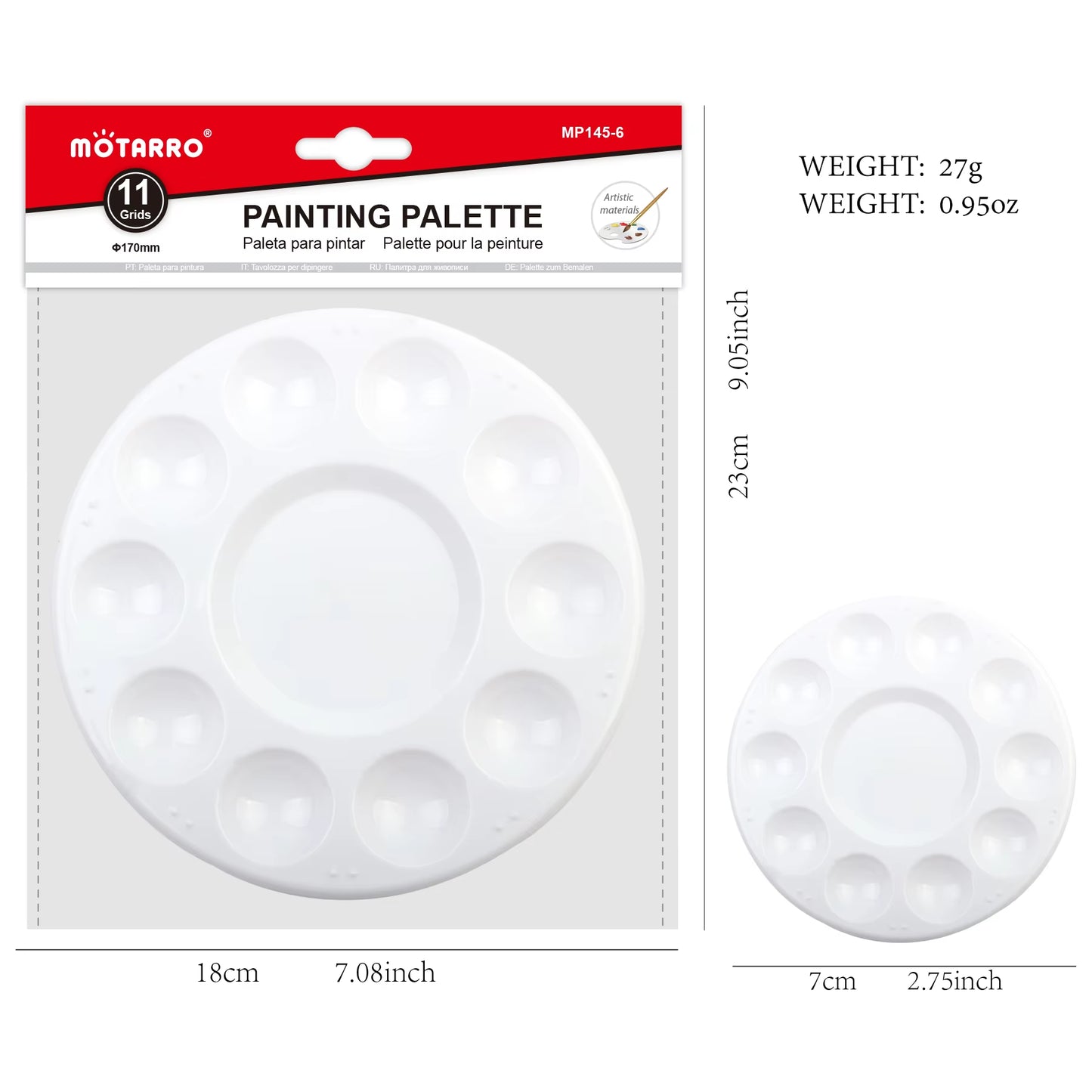 1Pcs round Plastic Palette Art Alternatives Paint Tray Artist Watercolor Plastic Palette Supply White Pigment Tray