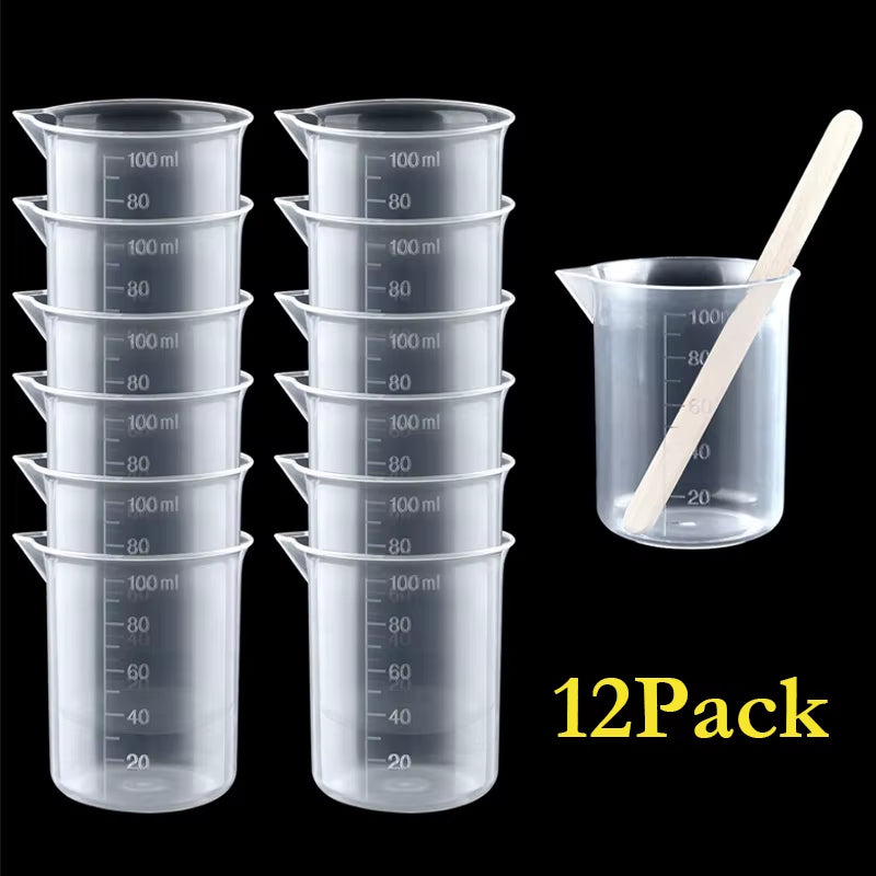 100Ml Mixing Cups Plastic Liquid Container Epoxy Resin Scale Beaker Chemical Laboratory Cups Measuring Cup Kitchen Baking Tools