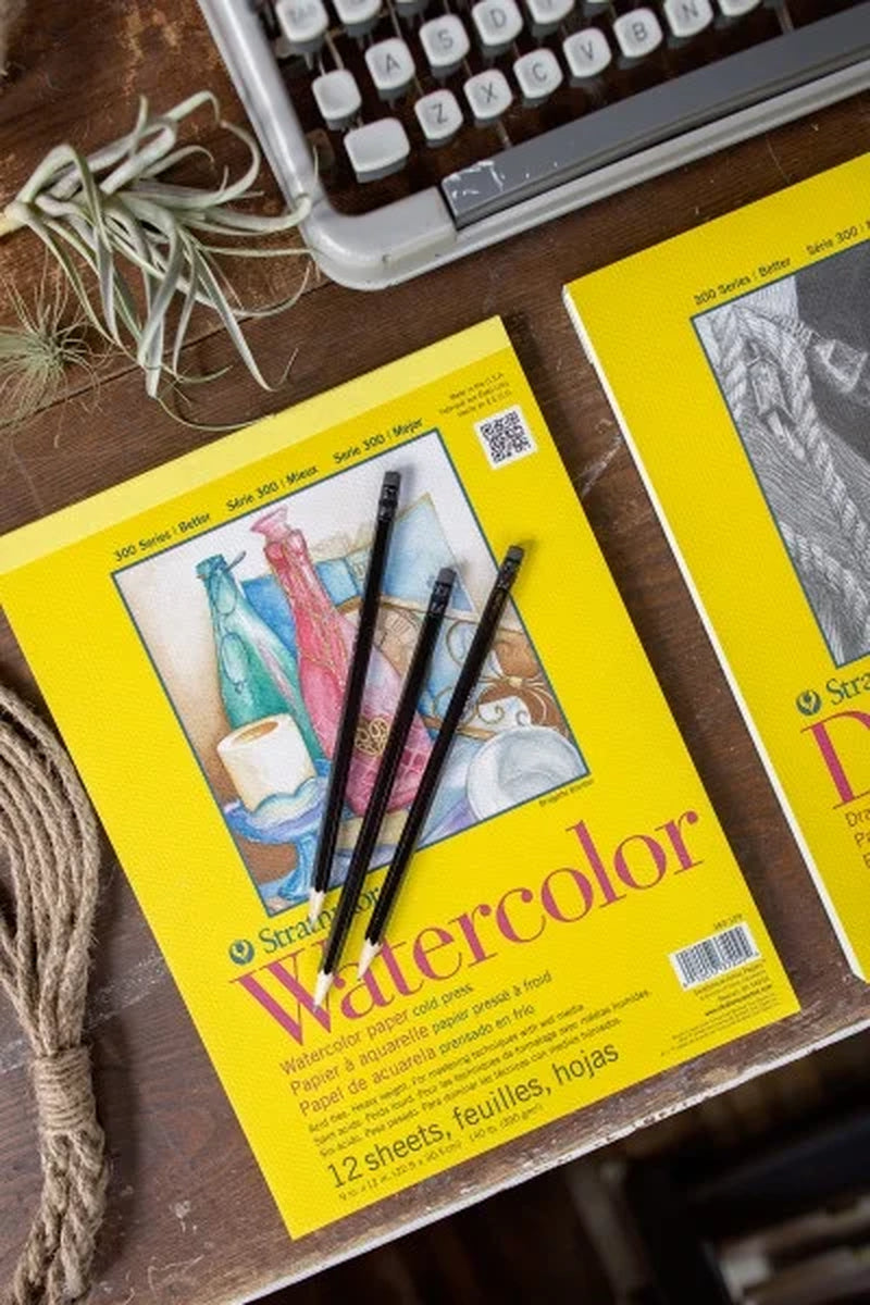 Watercolor Paper Pad, 300 Series, Tape-Bound, 12 Sheets, 9 in X 12 In