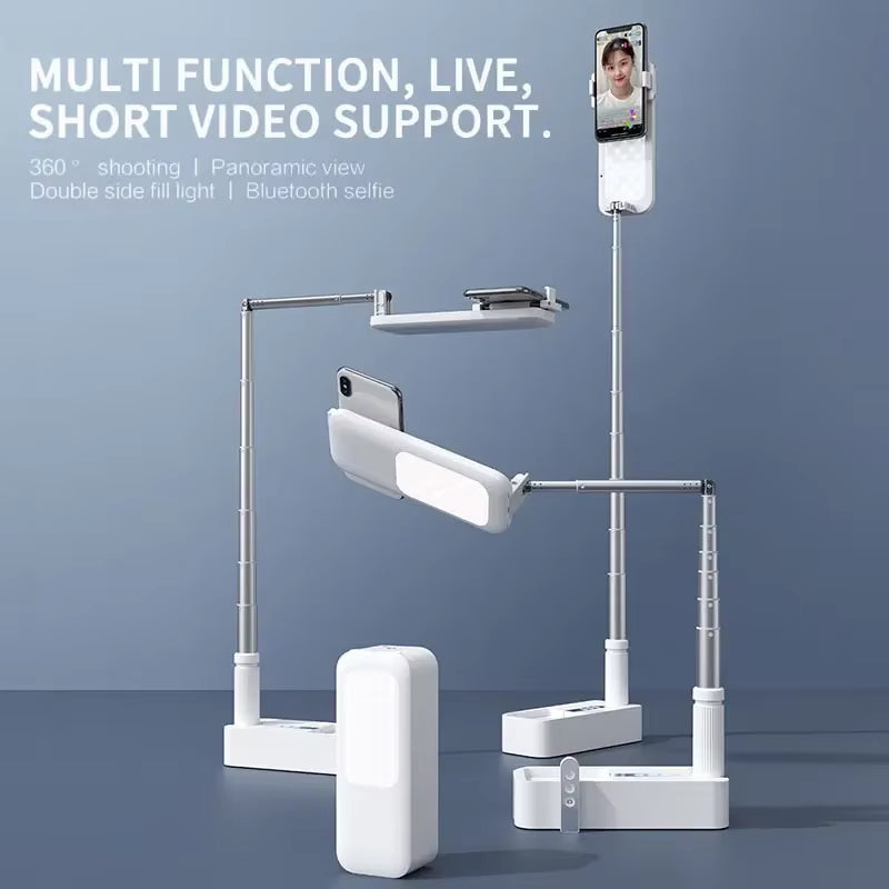 Mobile Phone Holder Mounting Tripod Stand for Overhead with Ring Light Led Rim of Lamp for Selfie Live Video Stream