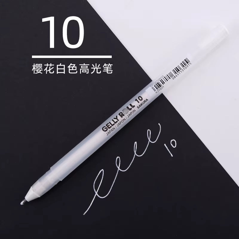 1/3PCS SAKURA Gelly Roll Gel Pens Highlight Marker for Journaling Art Drawing Classic White Ink Assorted Point Fine Medium Bold