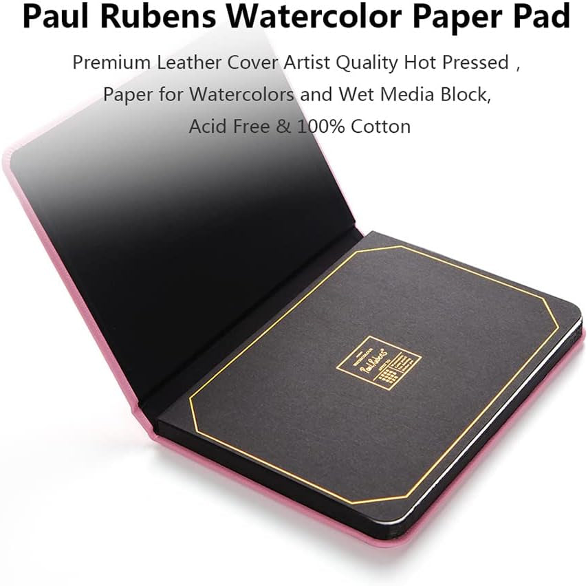 Watercolor Paper Block, Artist Quality Hot Pressed Paper for Watercolors and Wet Media Block, 100 Percent Cotton, 10.63 X 7.68 Inches, 140Lb, 20 Sheets (Pink)