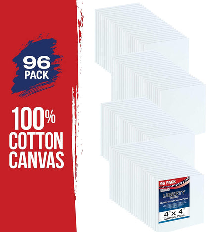 US Art Supply 4 X 4 Inch Professional Artist Quality Acid Free Canvas Panel Boards 96-Pack (1 Full Case of 96 Single Canvas Panel Boards)