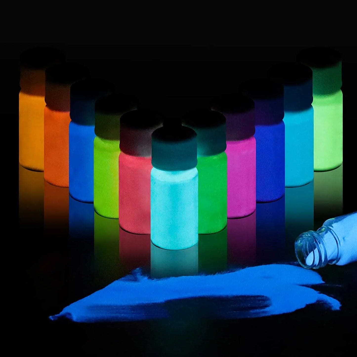 Glow in the Dark Powder Pigment 12 Colors Luminous Acrylic Paint Dye for Epoxy Resin Colorant, Fine Art, Nail Art, DIY Crafts and Party, 0.7Oz Each