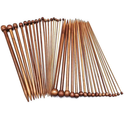 Free Shipping Single-Pointed Bamboo Knitting Needles 25,35Cm 18 Pairs/Sizes 2.0-10.0Mm for DIY Crafts Knitting Needlework