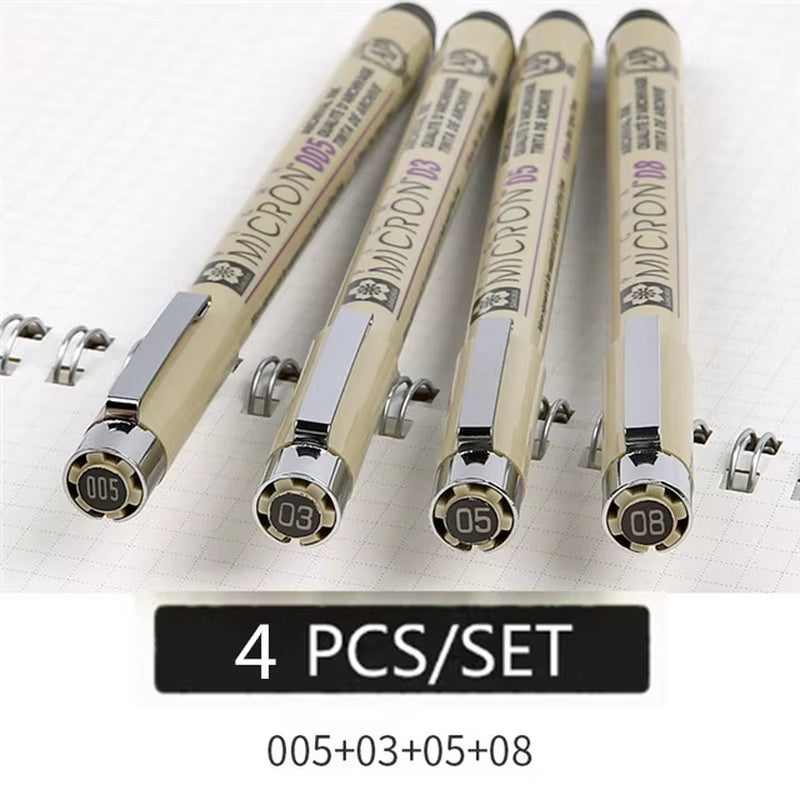 Pigment Liner Micron Pen Set Neelde Drawing Pen Lot 005 01 02 03 04 05 08 1.0 Brush Art Markers Fineliner Sketching Pen