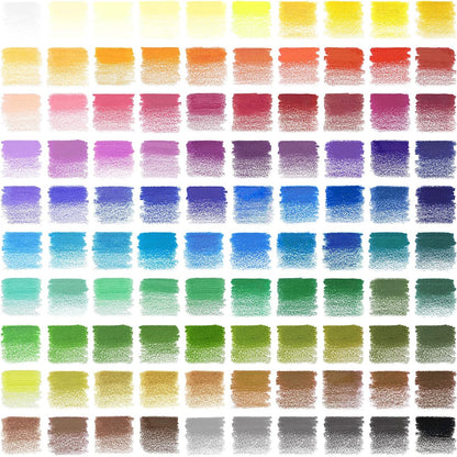 100 Watercolor Pencils for Kids, 50 Double-Sided Pre-Sharpened Color Pencils for Kids with Nylon Water Brush