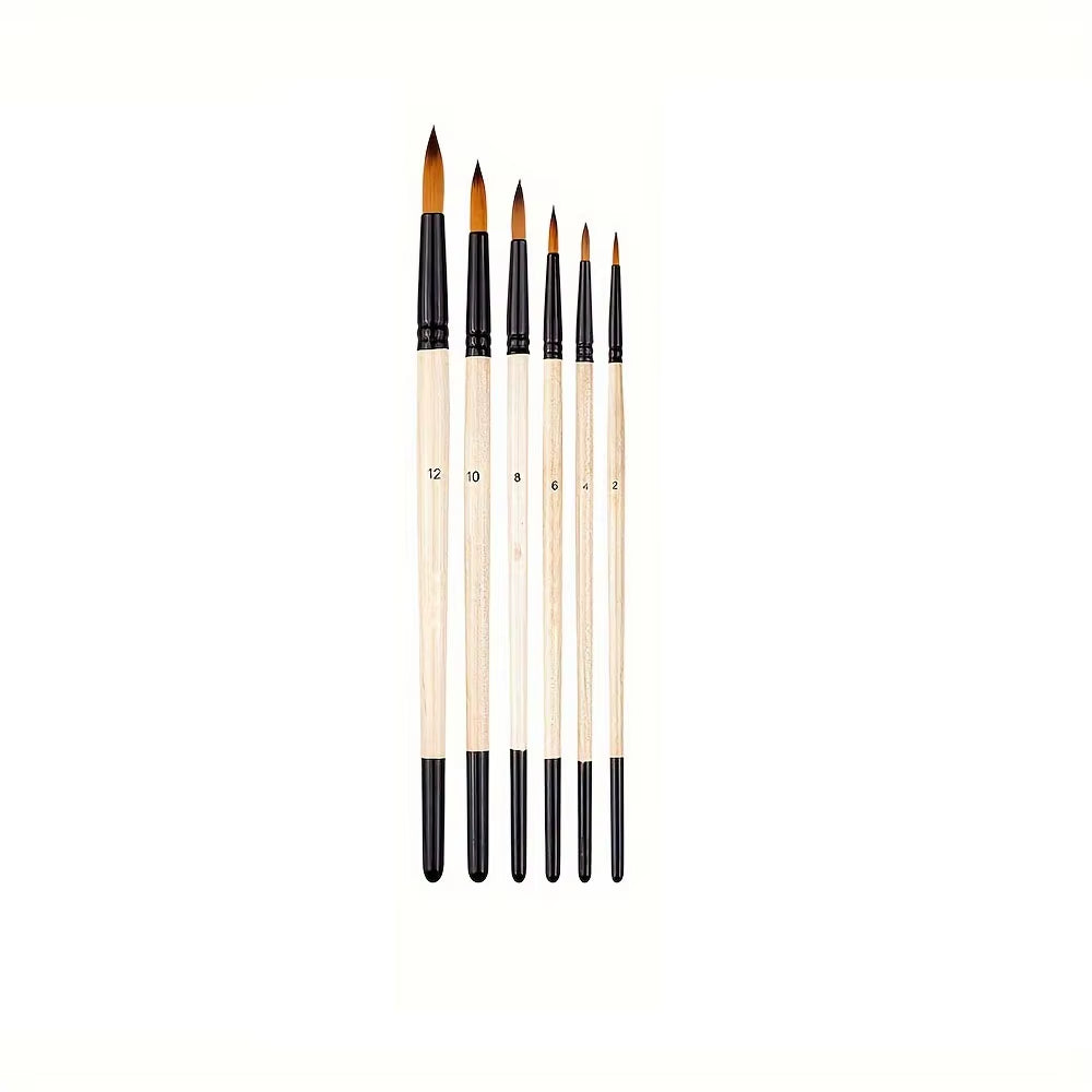 6Pcs Paint Brushes Set Soft Nylon Filbert Angular Flat round Pointed Tip Acrylic Paint Brushes for Watercolor Oil Acrylic