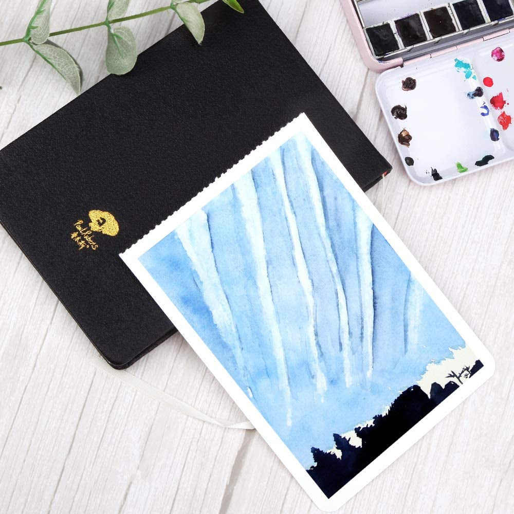 Art Supplies Watercolor Paper, 100% Cotton Hot Press Watercolor Journal 7.6” X 5.3”, 20 Sheets (140Lb/300Gsm), Acid-Free for Watercolors, Gouache, Acrylics