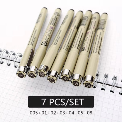 Pigment Liner Micron Pen Set Neelde Drawing Pen Lot 005 01 02 03 04 05 08 1.0 Brush Art Markers Fineliner Sketching Pen