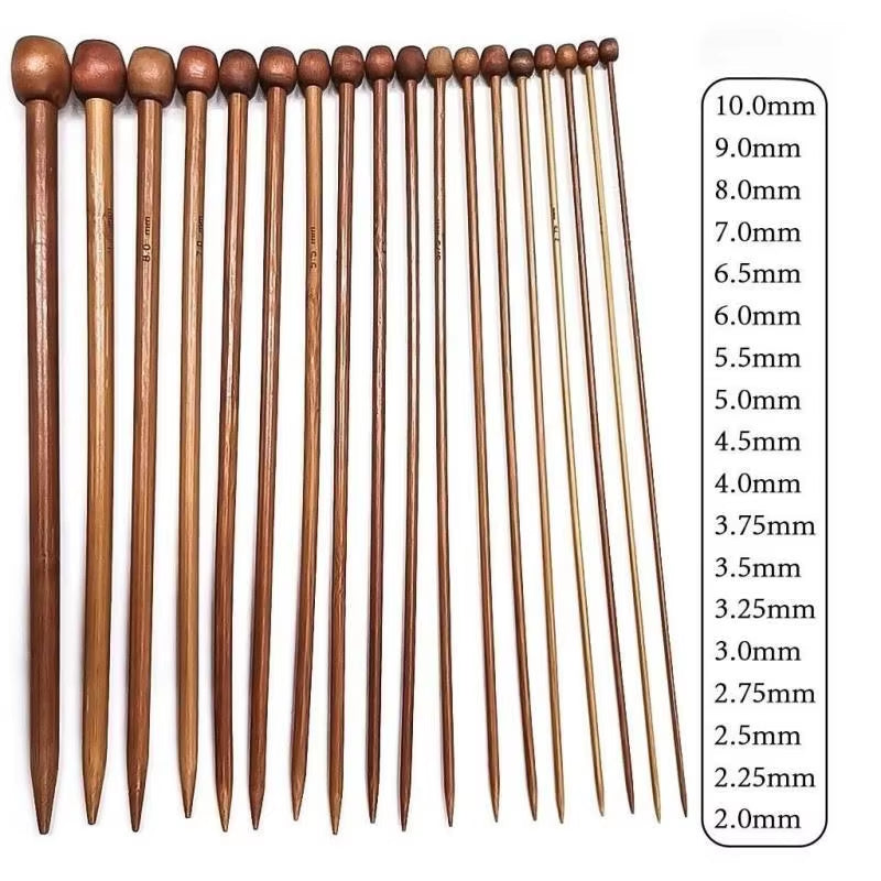 Free Shipping Single-Pointed Bamboo Knitting Needles 25,35Cm 18 Pairs/Sizes 2.0-10.0Mm for DIY Crafts Knitting Needlework