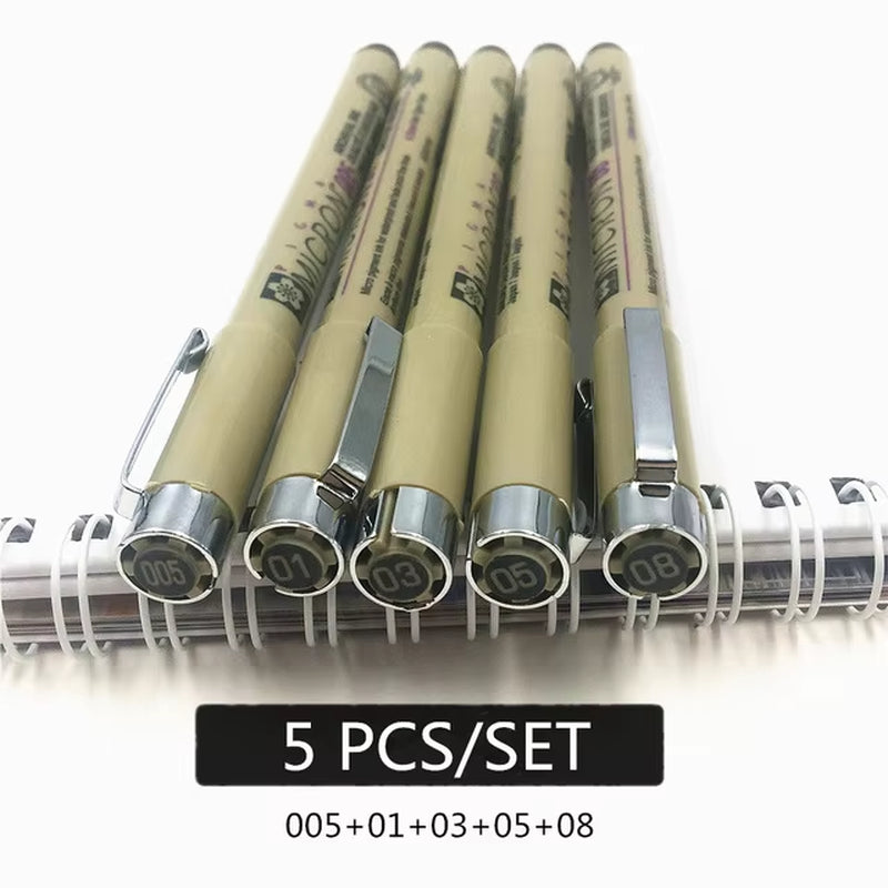 Pigment Liner Micron Pen Set Neelde Drawing Pen Lot 005 01 02 03 04 05 08 1.0 Brush Art Markers Fineliner Sketching Pen