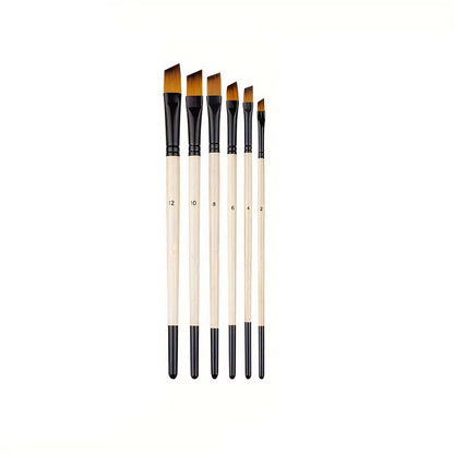6Pcs Paint Brushes Set Soft Nylon Filbert Angular Flat round Pointed Tip Acrylic Paint Brushes for Watercolor Oil Acrylic