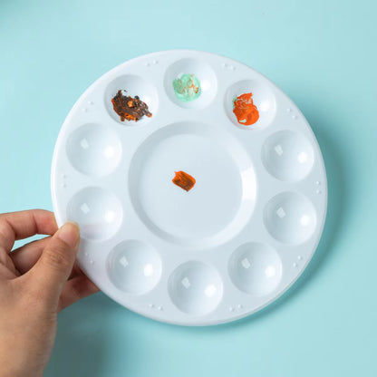 1Pcs round Plastic Palette Art Alternatives Paint Tray Artist Watercolor Plastic Palette Supply White Pigment Tray