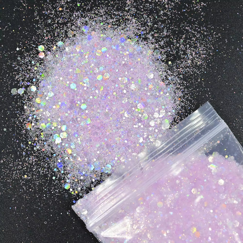 50 Gram(In Bulk) 12Colors Glitter Powder for Manicure Holographic Pailette Dust 1 Bag 50G - Holographic Laser Ultra Fine Glitter