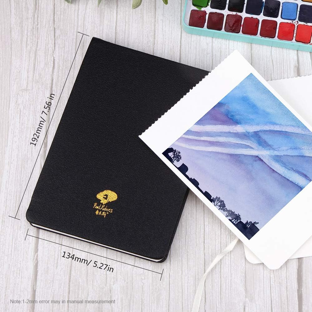 Art Supplies Watercolor Paper, 100% Cotton Hot Press Watercolor Journal 7.6” X 5.3”, 20 Sheets (140Lb/300Gsm), Acid-Free for Watercolors, Gouache, Acrylics