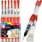 6 Water Brush Pens - Nylon Bristle Tips, Double Pack of Both Flat and round Shaped Tips in 3 Sizes Each, Water Fillable Self-Moistening for Watercolor, Blending, Ink, Gouache, Aquarelle, Acrylic Paint