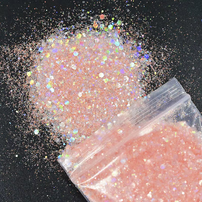 50 Gram(In Bulk) 12Colors Glitter Powder for Manicure Holographic Pailette Dust 1 Bag 50G - Holographic Laser Ultra Fine Glitter