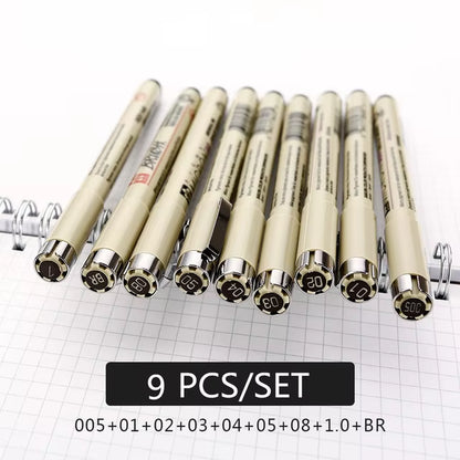 Pigment Liner Micron Pen Set Neelde Drawing Pen Lot 005 01 02 03 04 05 08 1.0 Brush Art Markers Fineliner Sketching Pen