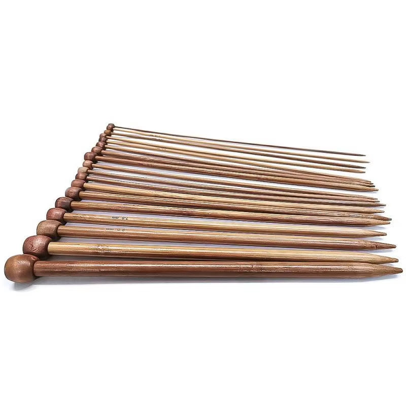 Free Shipping Single-Pointed Bamboo Knitting Needles 25,35Cm 18 Pairs/Sizes 2.0-10.0Mm for DIY Crafts Knitting Needlework