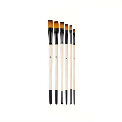 6Pcs Paint Brushes Set Soft Nylon Filbert Angular Flat round Pointed Tip Acrylic Paint Brushes for Watercolor Oil Acrylic