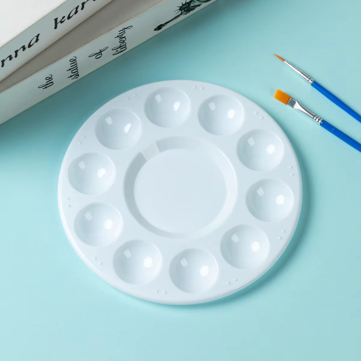 1Pcs round Plastic Palette Art Alternatives Paint Tray Artist Watercolor Plastic Palette Supply White Pigment Tray