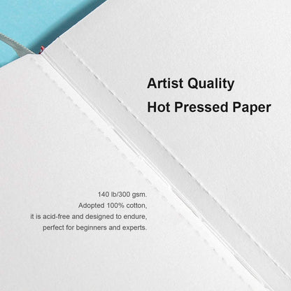 Art Supplies Watercolor Paper, 100% Cotton Hot Press Watercolor Journal 7.6” X 5.3”, 20 Sheets (140Lb/300Gsm), Acid-Free for Watercolors, Gouache, Acrylics