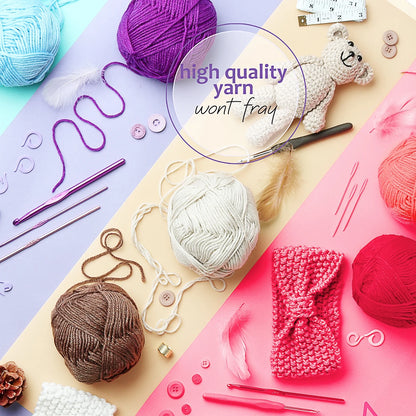 Polyester Yarn for Crochet, Knitting and Crafts, 1200 Yards, 12 Pack