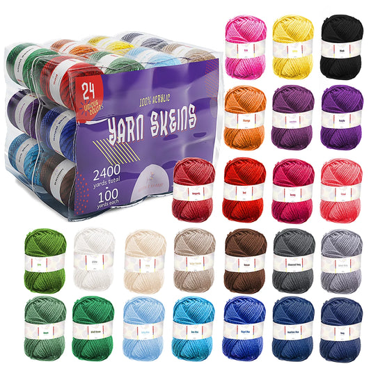 Polyester Yarn for Crochet, Knitting and Crafts, 1200 Yards, 12 Pack