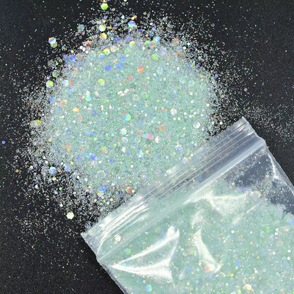 50 Gram(In Bulk) 12Colors Glitter Powder for Manicure Holographic Pailette Dust 1 Bag 50G - Holographic Laser Ultra Fine Glitter