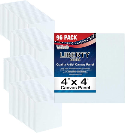 US Art Supply 4 X 4 Inch Professional Artist Quality Acid Free Canvas Panel Boards 96-Pack (1 Full Case of 96 Single Canvas Panel Boards)