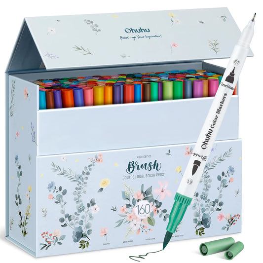 Art Markers Dual Tips Line Marker Set Watercolor Pen Coloring Water Color Brush Fineliner Painting Drawing School Supplies