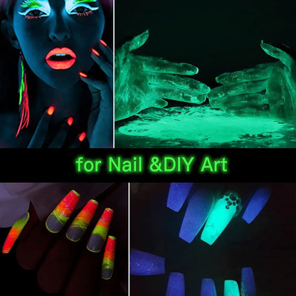Glow in the Dark Powder Pigment 12 Colors Luminous Acrylic Paint Dye for Epoxy Resin Colorant, Fine Art, Nail Art, DIY Crafts and Party, 0.7Oz Each