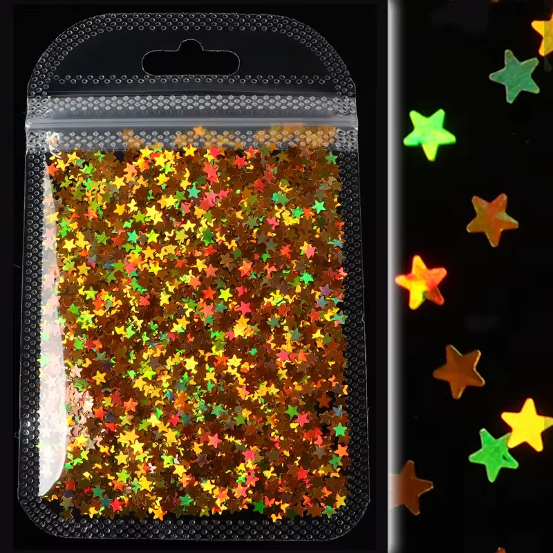 Holographic Glitter Star Resin Sequins Laser Gold Silver Glitter Crafts for Epoxy Resin Filler Silicone Mold Filling Accessories
